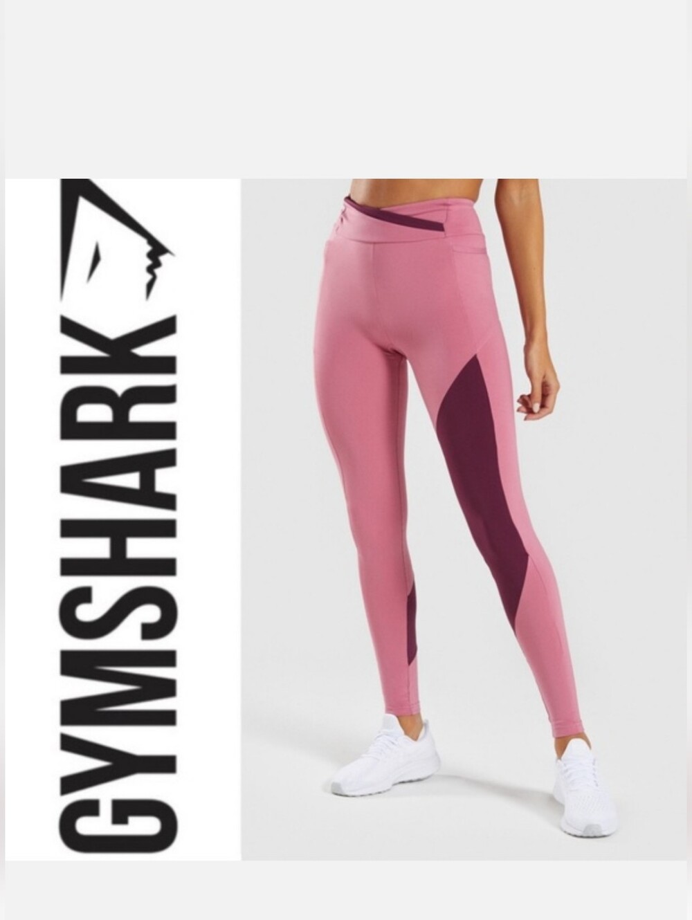 Gymshark Women’s Pink Two-Tone High-Waist Leggings SZ L Condition As Is